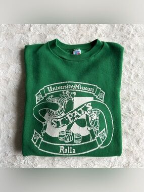 Vintage Missouri Sweatshirt Mens Large Green St Pats Rolla 77th 1985 Mizzou 80s